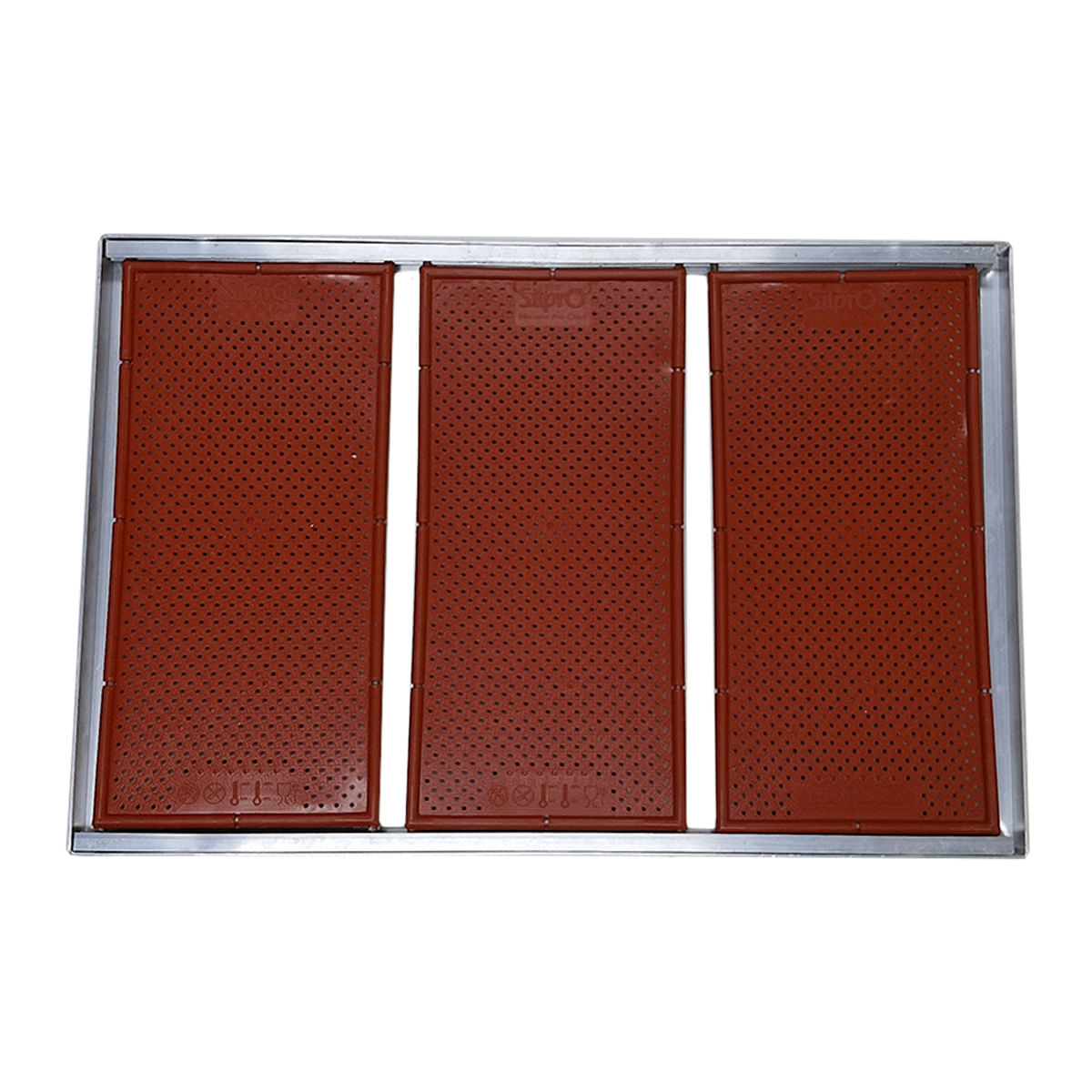 Assadeira para Pão de Semolina 40x60cm Vermelha com 3 Tiras em Silicone - Linha Pró Chef Silpró